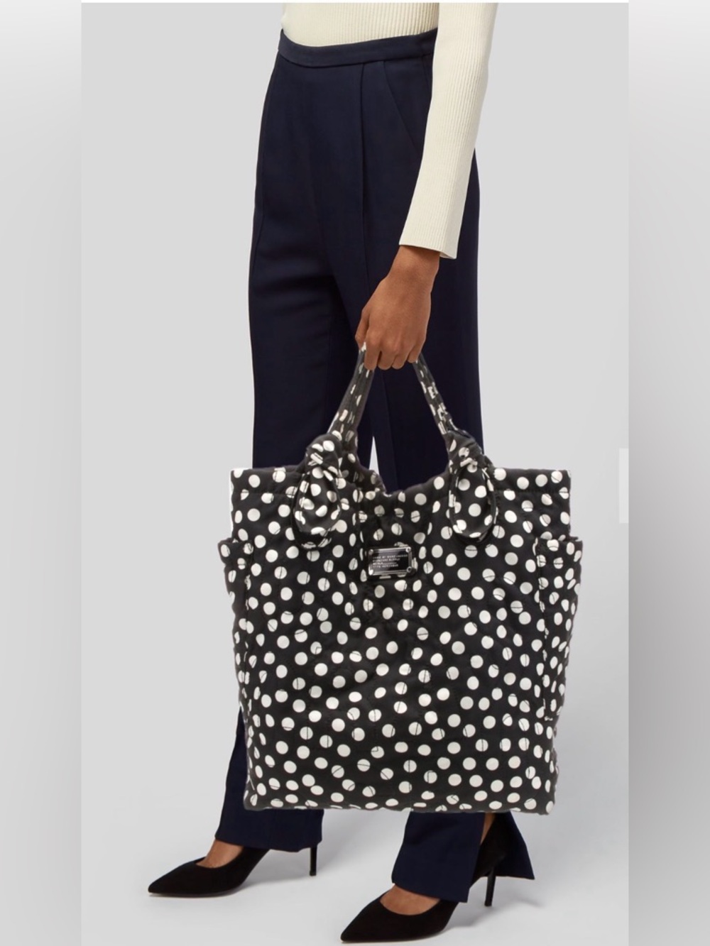 Marc by Marc Jacobs Black & White Polka Dot Nylon Tote Bag